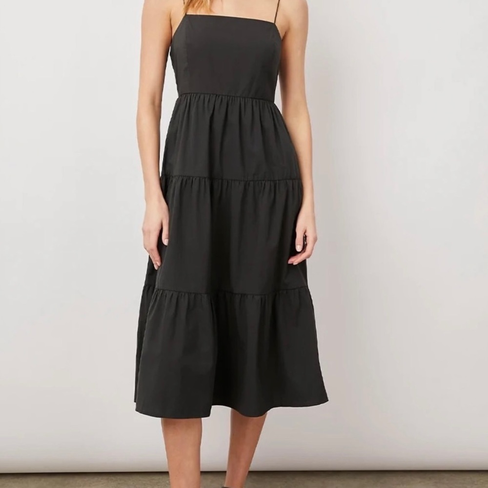 RAILS Leni Tiered Organic Cotton Sundress in Black